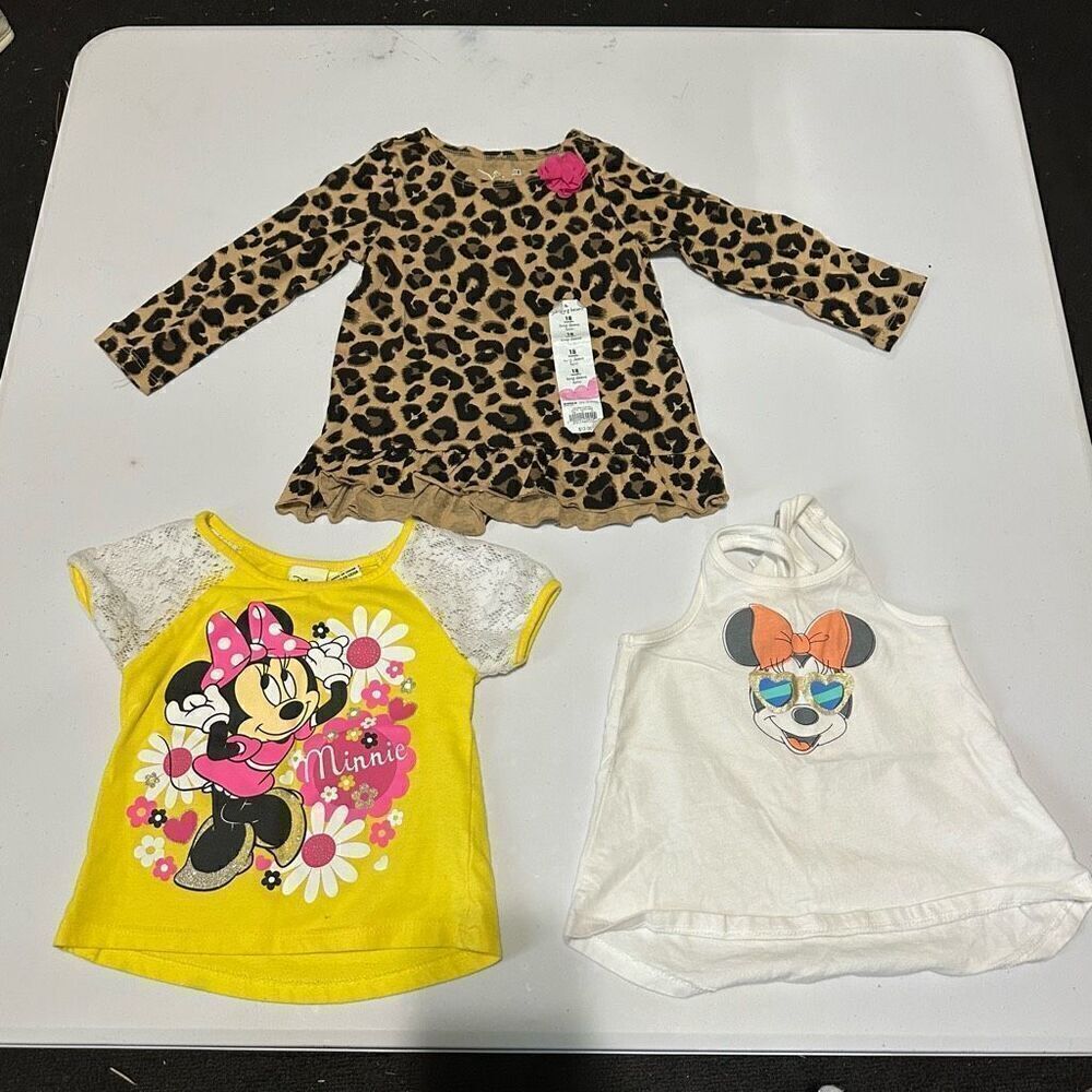 Minnie Mouse Disney shirts & leopard print Toddler girls size 18 months